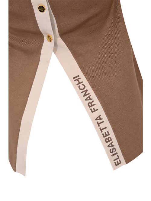 Top in maglia con bande in viscosa lucida e bottoni gioiello Argilla Burro Elisabetta Franchi | TK72S61E2727